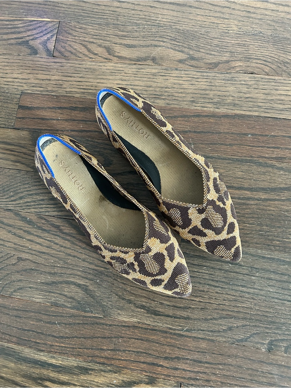 Rothy's Leopard-Print Pointed Toe Flats - Brown & Tan - Picture 2 of 4